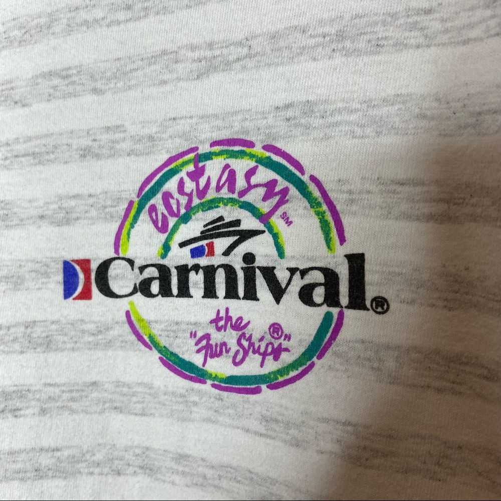 Vintage Single Stitch Gray Striped Carnival Cruise Ships T-shirt Tee Shirt - Picture 2 of 11